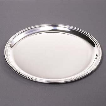 Rundes Silbertablett 30 cm Prädestiniert als Hochzeitsgeschenk,z.B. mit Faksimile-Unterschriften.