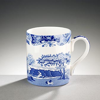 Spode Huge Mug Blue Italian Klassisches Motiv aus Italien mit chinesischem Rand.