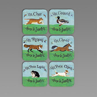 6 Untersetzer Dans le Jardin Hergestellt aus Eukalyptus-Holz.