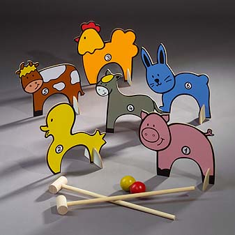 Croquet für drinnen + draussen Da die Tore von selbst stehen auch drinnen einsetzbar.