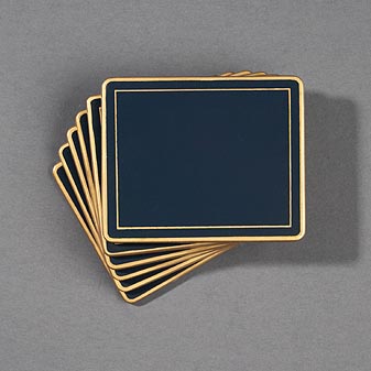 6 Glasuntersetzer blau Format 9 x 11 cm.