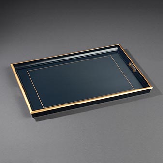 Lady Clare Tablett blau Zusammen mit einem unserer Tablettgestelle ein Beistelltisch.