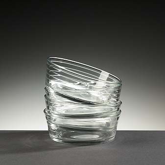 4 Dessertschalen Linea Italienisches Gebrauchsglas mit Linienoptik.