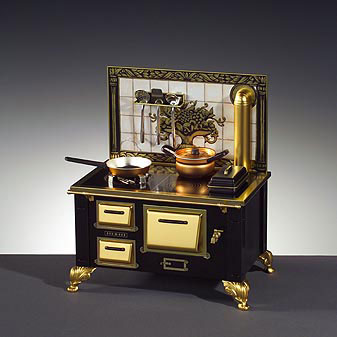 Funktionsfähiger Puppenherd Herd mit ESBIT-Brenner und Wassertank.