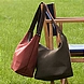 Canvas-Schultertasche Riemen aus weichem Veloursleder. Aus der Dordogne.